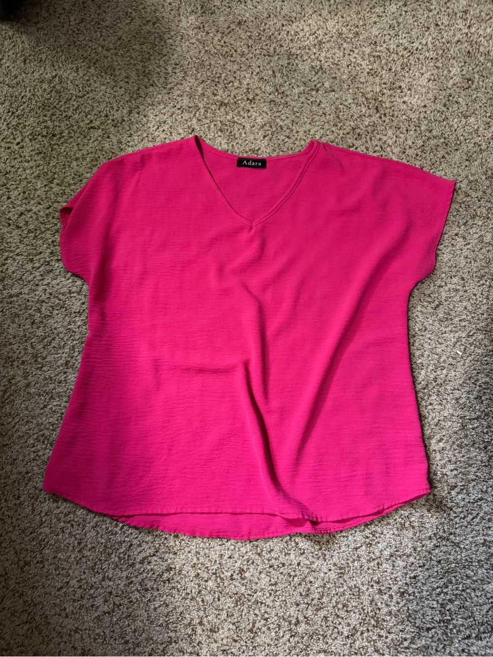 Women's V-Neck Short-Sleeve Top in Bright Pink